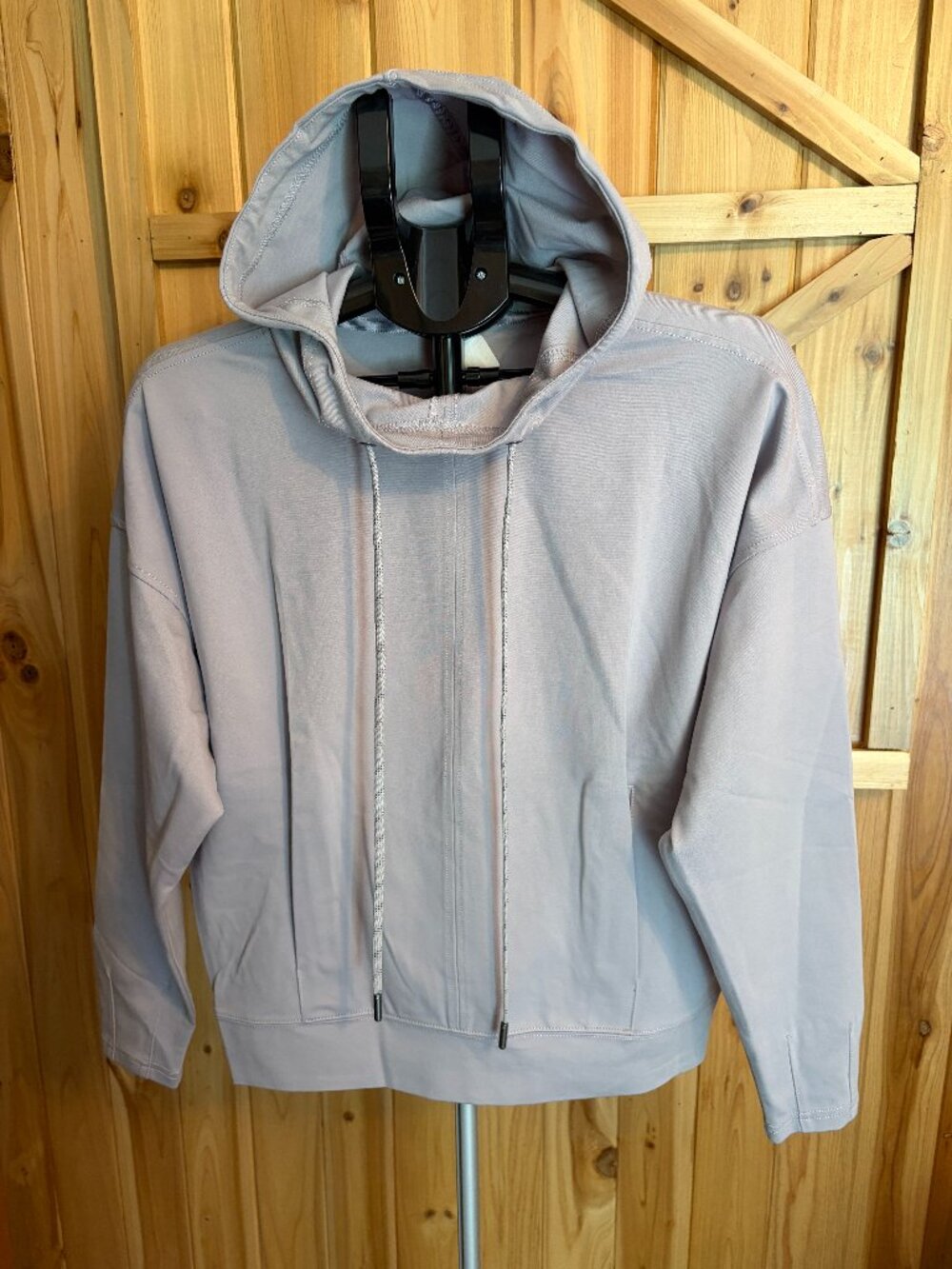 Lole Mindset Pullover Hoodie Womens Size Med Drawstring Pockets Abalone Gray